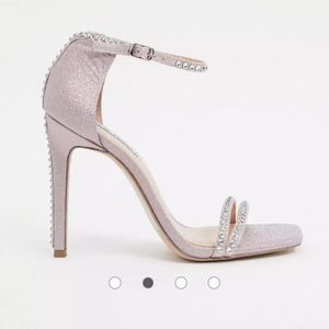 Steve Madden Collette Strappy Stiletto Heels Blush Glitter Sandals